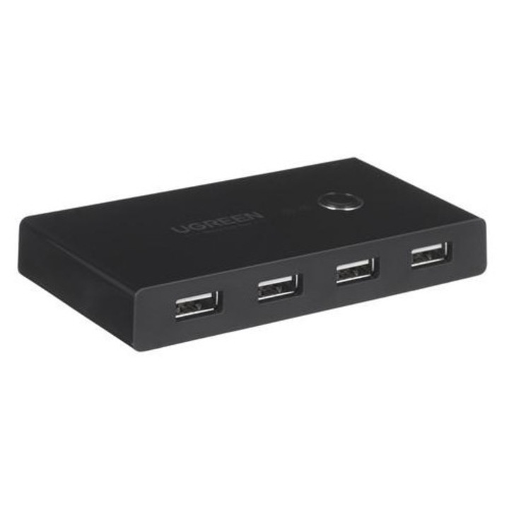 Ugreen 2x4 USB 2.0 fekete adapter hub kapcsoló