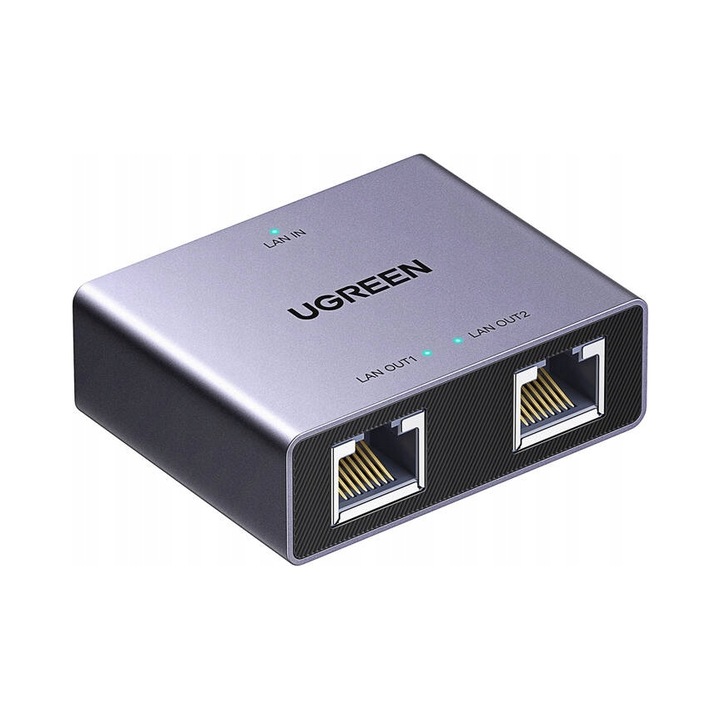 Адаптер USB-C Ugreen NW301, сплитер Ethernet LAN RJ45, 1Gbps, розов, 45x56x19мм