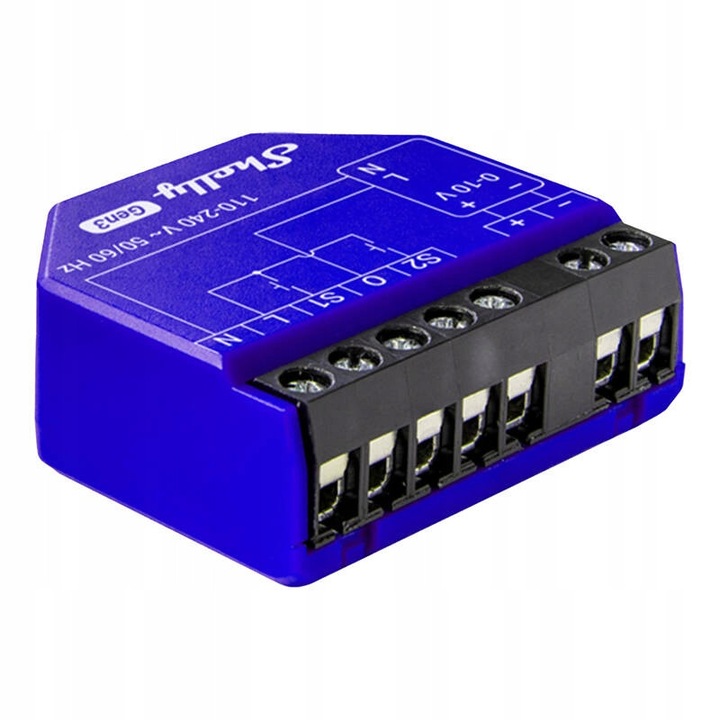 Интелигентен контролер за осветление Shelly Pro Dimmer, регулиране 0-10V, Wi-Fi Bluetooth, 38.5x43.5x17mm
