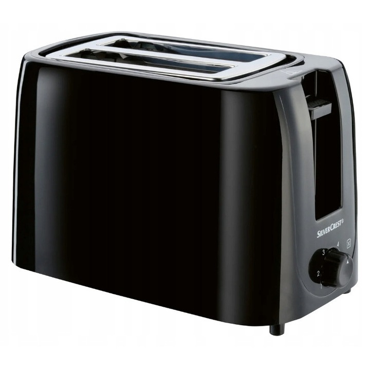 SilverCrest 750W dupla kenyérpirító morzsatálcával, fekete 26x15x17cm