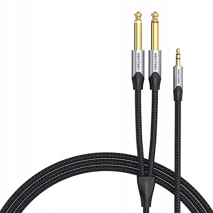 Cablu audio Vention BARHL 3.5mm la 2x 6.35mm, 10m, gri