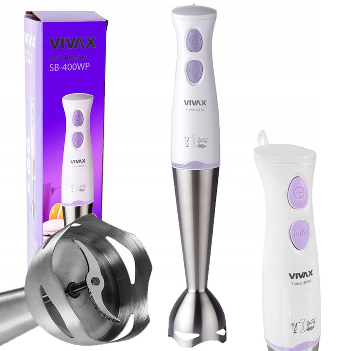 Ръчен пасатор Vivax SB-400WP 400W бял 2 скорости инокс