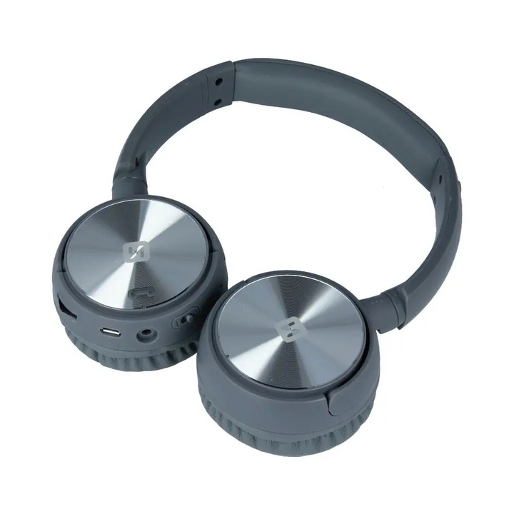 Swissten Trix Bluetooth fejhallgató, microSD, FM, szürke, 8 óra, 20x20cm