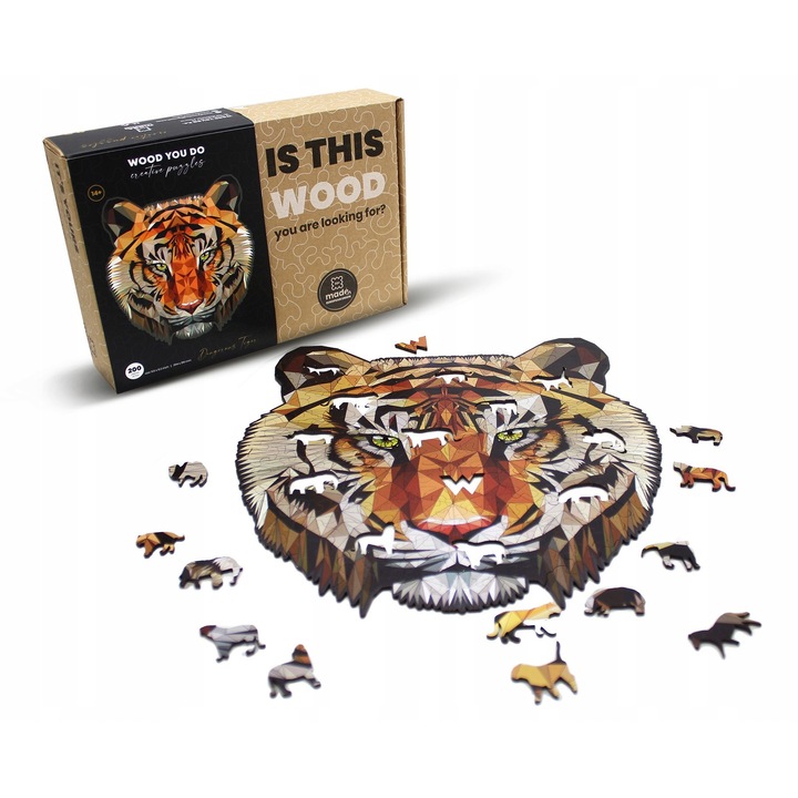 Дървен пъзел Wood You Do Tiger 200 части многоцветен 31x29cm
