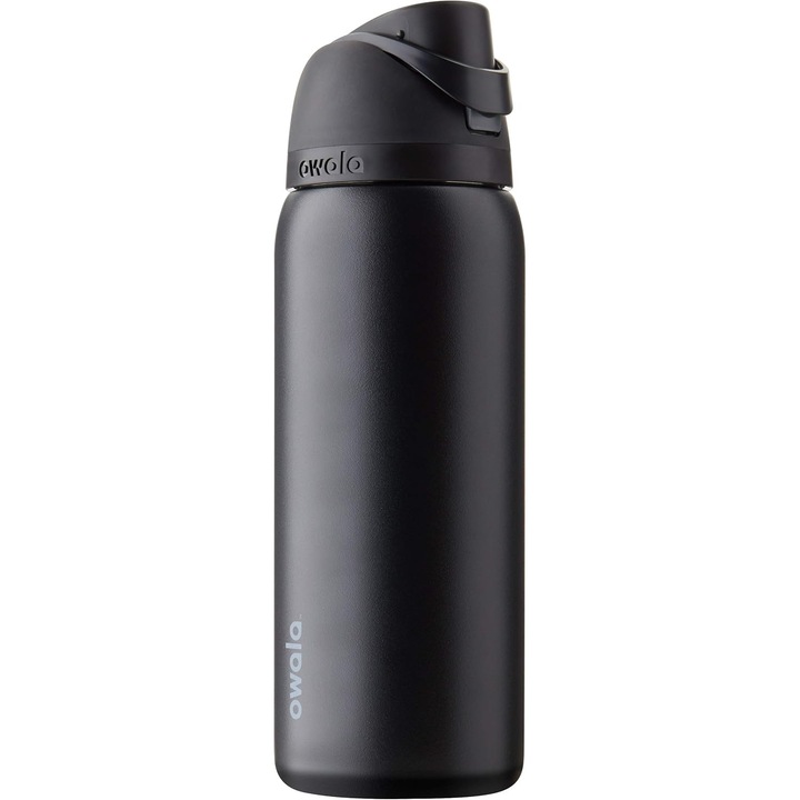 Bidon izolat din otel inoxidabil Owala, 32 oz, negru, cu capac cu buton si spout FreeSip