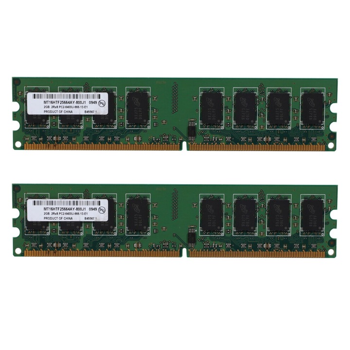 2x 2 GB DDR2 800 MHz RAM memória készlet, 240 tűs, zöld, 13.3x3cm