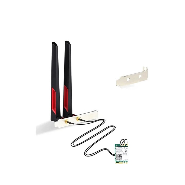 WiFi 6E AX210 мрежова карта, трибандова, 5374 Mbps, 10 dB антени, пълен комплект