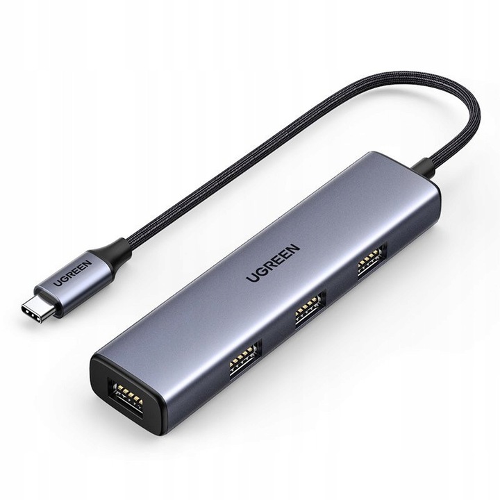 Хъб Ugreen CM473, 4 порта USB3, сребрист, 42x117x12мм