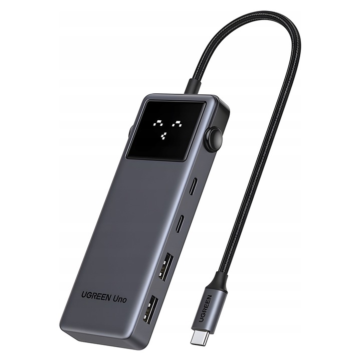 Хъб USB-C Ugreen CM888 6 порта, LED, розов, 10x4x2см