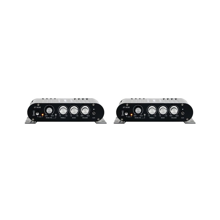 Комплект 2 HiFi усилвателя 2.1 канала 80W, черен, 12V