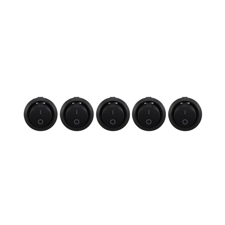 5 db billenőkapcsoló készlet SPST, 6A/250V, 10A/125V, fekete, 25x30mm