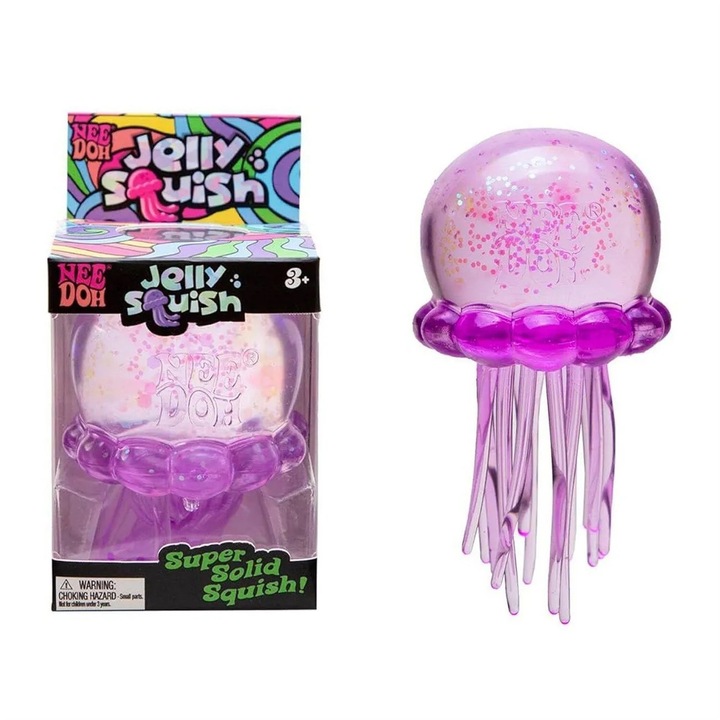 Jucarie interactiva NeeDoh, jucarie squishy meduza, 9 cm, mov