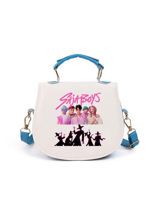 K-POP Witcher mintás műbőr gyerek táska, állítható és hordozható crossbody, fehér/kék, Egy méret, 17x6.3x14.5 cm