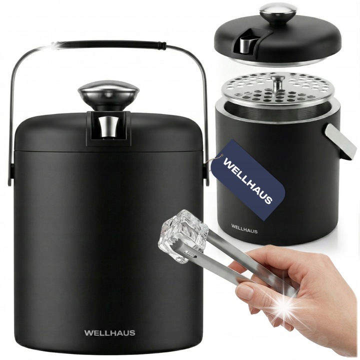Термо контейнер за лед Wellhaus 1,3L черен с щипка