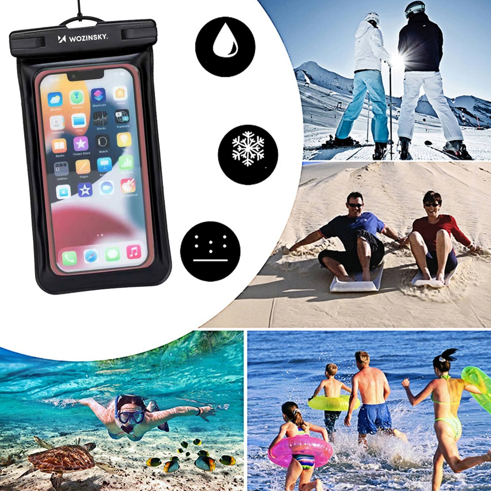 Etui waterproof pentru telefon, Wozinsky WWE-01, PVC, 187x110mm, negru