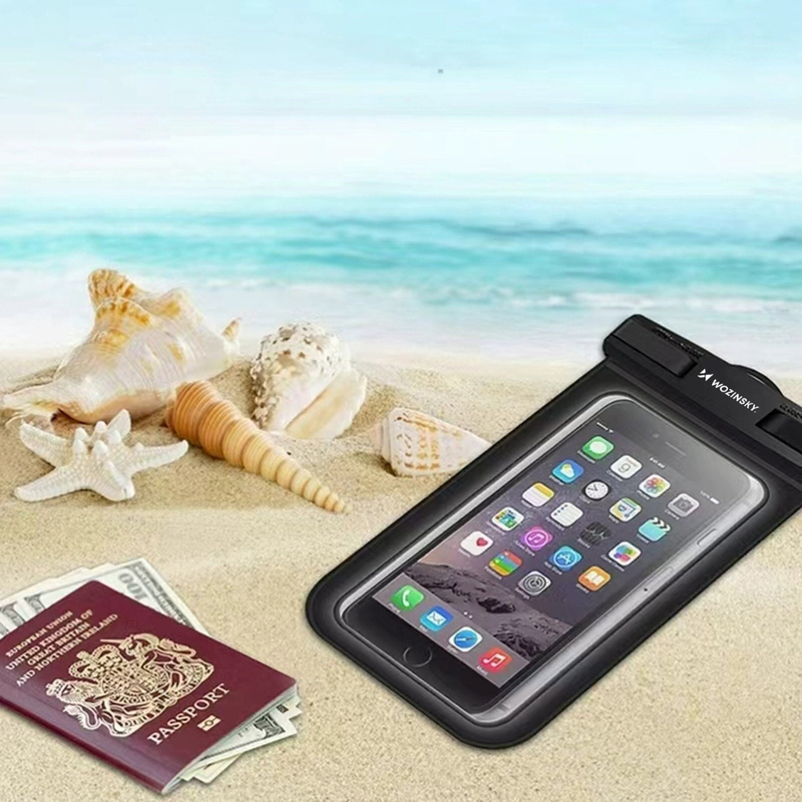 Etui waterproof pentru telefon, Wozinsky WWE-01, PVC, 187x110mm, negru