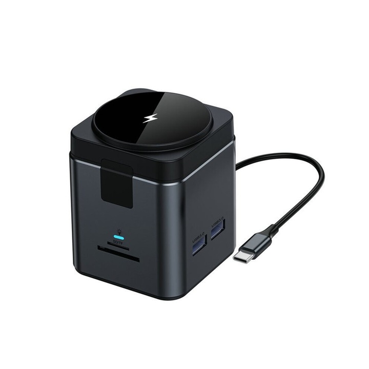 9 az 1-ben Type-C töltőállomás, USB-C Hub, 3 USB 3.0, 4K 30 Hz HD, Gigabit, 100 W