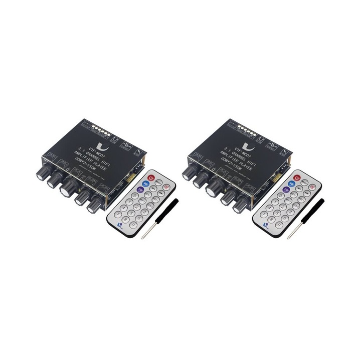 2.1 csatornás audio erősítő, 2x60W+150W, távirányítóval, fekete, szett