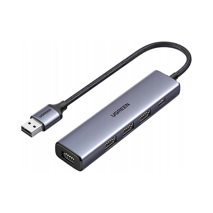 USB хъб Ugreen CM473 4x USB 3.0 USB-C сив 103x30x10mm 20cm