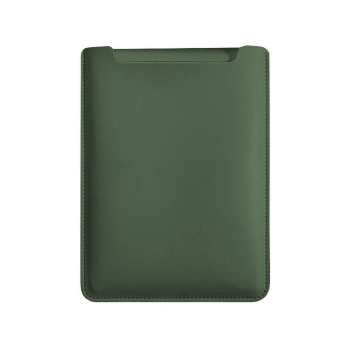 Sac pentru laptop 16 inch, verde inchis, din PU, cu functie dubla, impermeabil