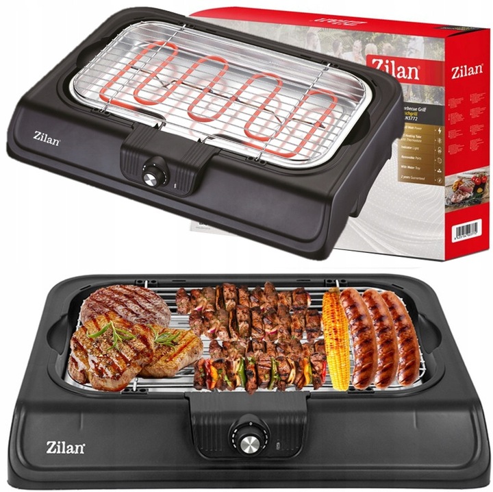 Електрически грил Zilan 2000W мултифункционален черен 52.5x37x9см