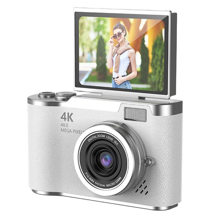 4K 48 MP kompakt digitális fényképezőgép, 8x zoom, kihajtható kijelző, kezdőknek, szín: vegyes