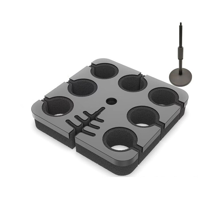 Többszörös Mikrofonállvány, 7 az 1-ben, Fekete, Fém és Hab