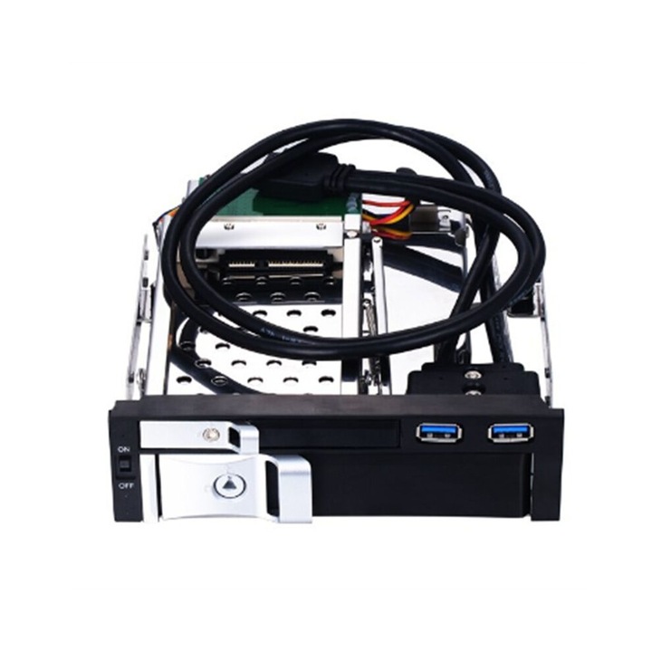 Rack pentru Discuri Dure Interne, 5,25 inch, 2x2,5 inch + 1x3,5 inch, USB 3.0, cu sursa de alimentare, LED