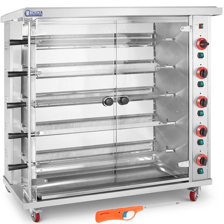 Razatoare gaz pentru pui RCGCG-25, 5 spiculci, 25 kW, metalic argintiu, 49x118x120cm