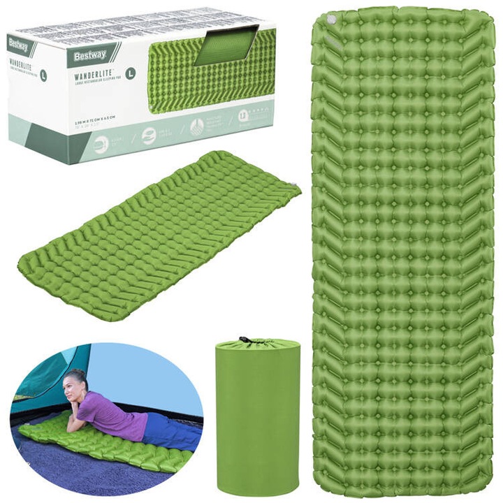 Saltea camping Bestway WanderLite Large 198x71x6,5cm, material ToughLite, greutate 686g