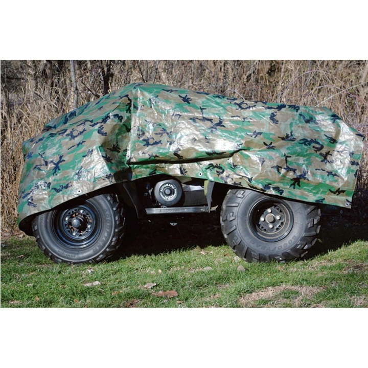 Plandeka protectoare Geko moro 5,49x10m, 100g/m2, rezistenta la apa, cu ochiuri metalice