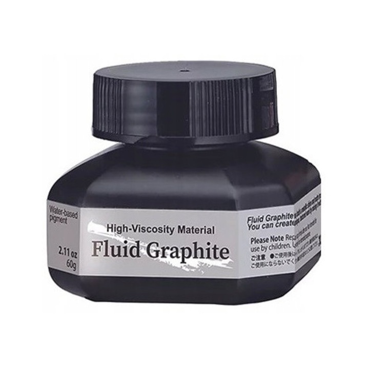 Kuretake Folyékony Grafit Tinta 60 ml, háromdimenziós hatások, textúra, fekete szín