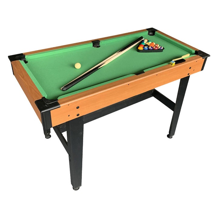 Masa de biliard Relaxdays, 78x120x61cm, verde/maro/negru, set complet cu accesorii