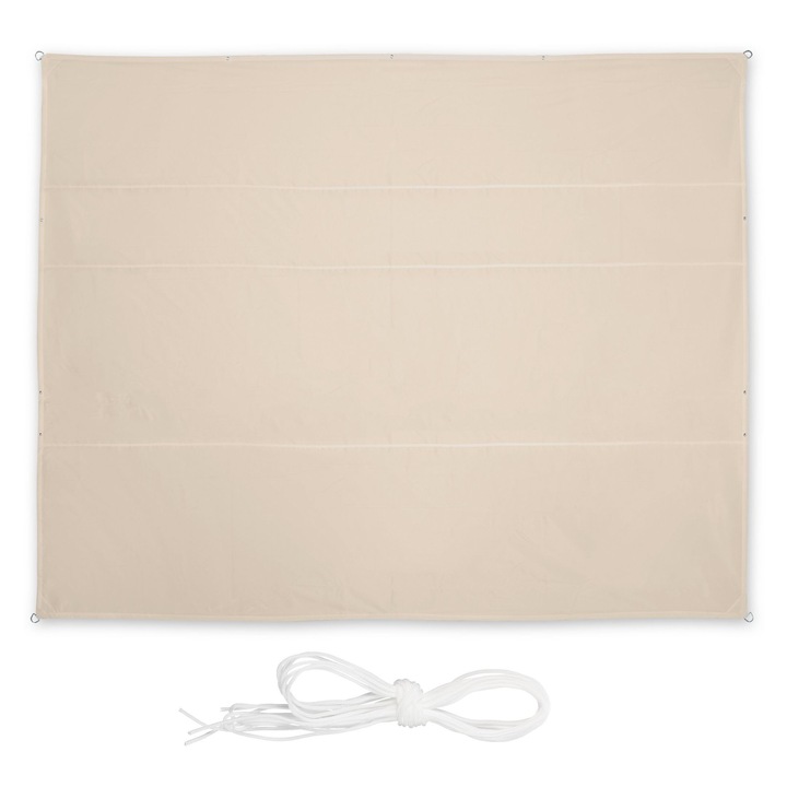 Panza de umbra rectangulara Relaxdays, bej, 3.5x2.5m, protectie UV 30+, set cu 4 sfori