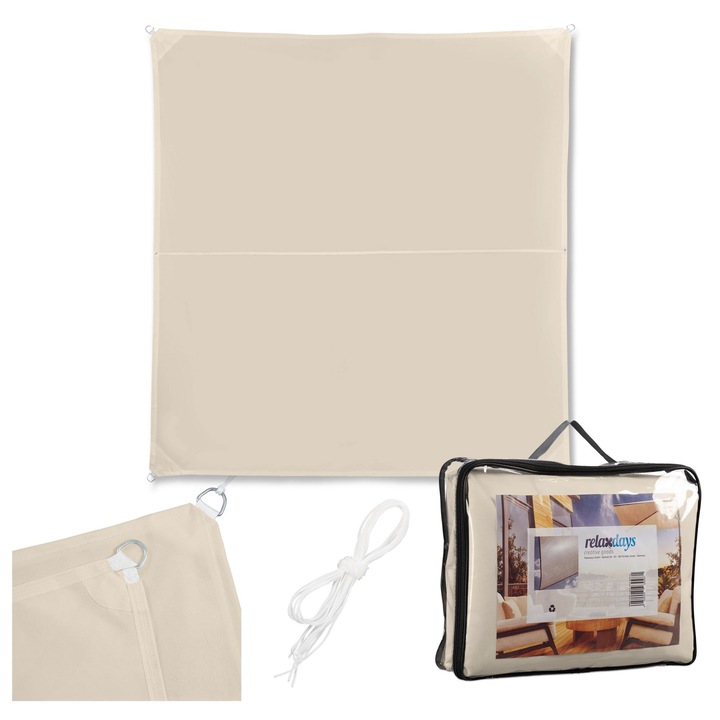 Panza de umbra Relaxdays, 2x3m, rezistenta la apa, cu ochiuri, bej