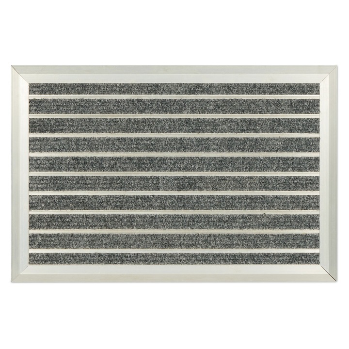 Relaxdays bejárati szőnyeg, alumínium, 1x40x60cm, ezüst/szürke, beltéri és kültéri használatra