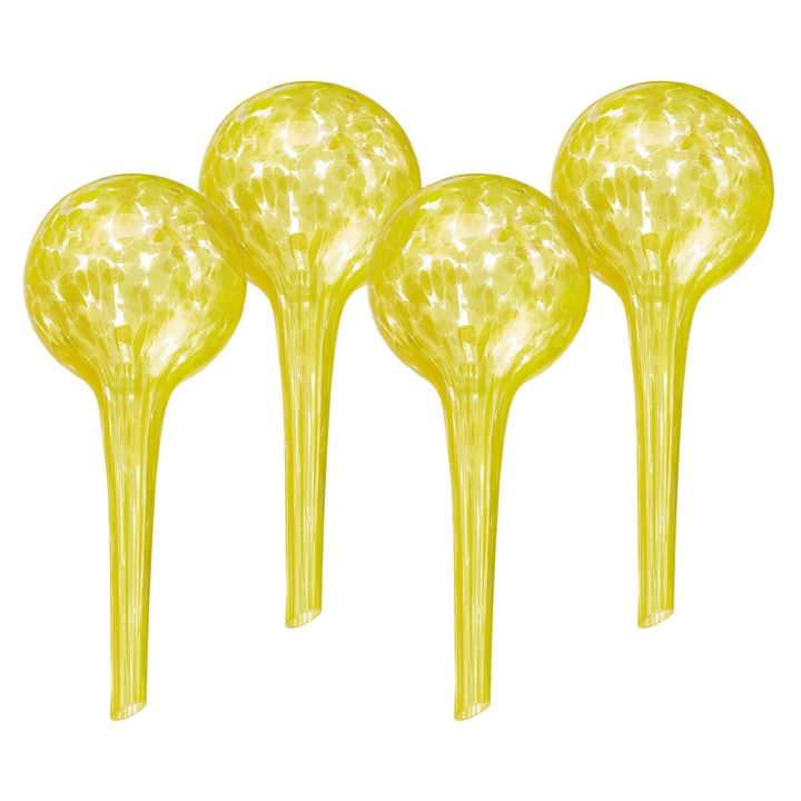 Set de 4 globuri de udare din sticla, 15x9cm, galben