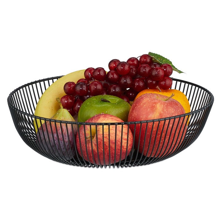 Cos de fructe Relaxdays, metal, negru, 8x28cm