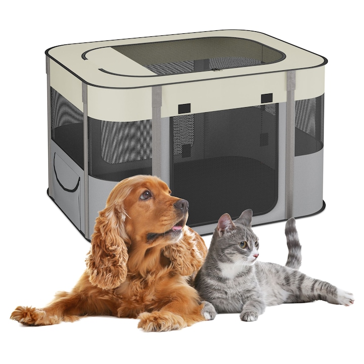 Tarcuri pentru animale de companie Relaxdays, pliabil, 3 deschideri cu fermoar, multicolor, 43x71x55 cm