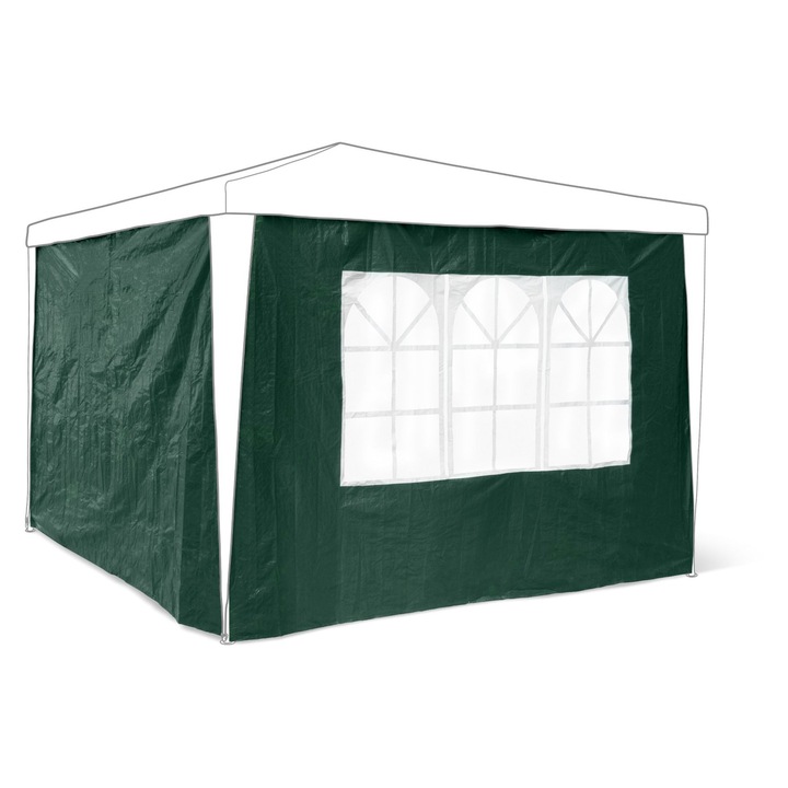 Set de parti laterale pavilion Relaxdays, verde, 190x290cm, impermeabil, cu fereastra PVC