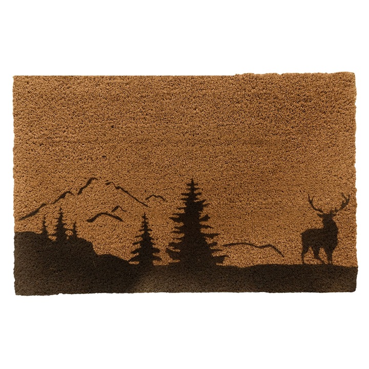 Relaxdays bejárati szőnyeg, 80x50cm, kókuszrost, világos bézs/fekete, dekoratív design