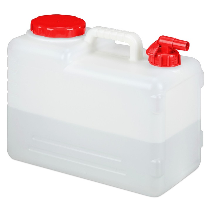 Преносима туба за вода Relaxdays, 10-25 L, бяла с червена капачка