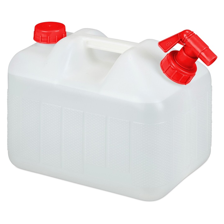 Преносима туба за вода Relaxdays, 10-25 L, бяла с червена капачка