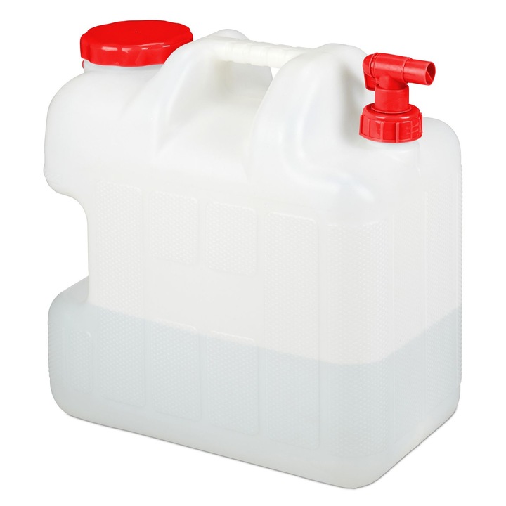 Canistra de apa portabila Relaxdays, 10-25 L, alb cu capac rosu