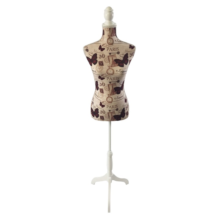 Manechin de croitorie, Relaxdays, 36/38, ajustabil, bej, 167x41x34 cm