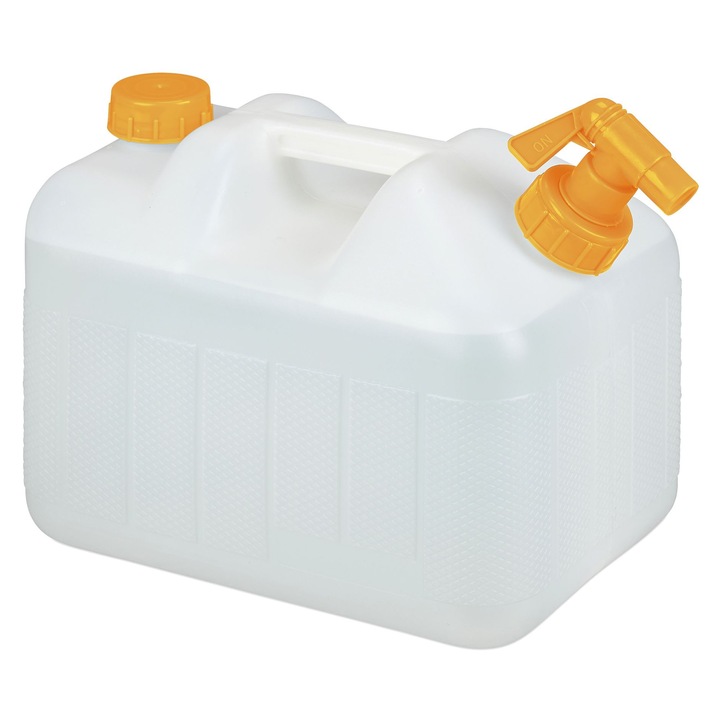 Canistra portabila Relaxdays cu robinet, alb/ portocaliu, 35x26x21 cm, 10 L