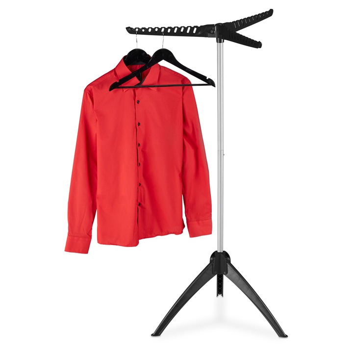 Uscator de rufe pliabil Relaxdays, negru/gri, 129x62cm, capacitate 5kg