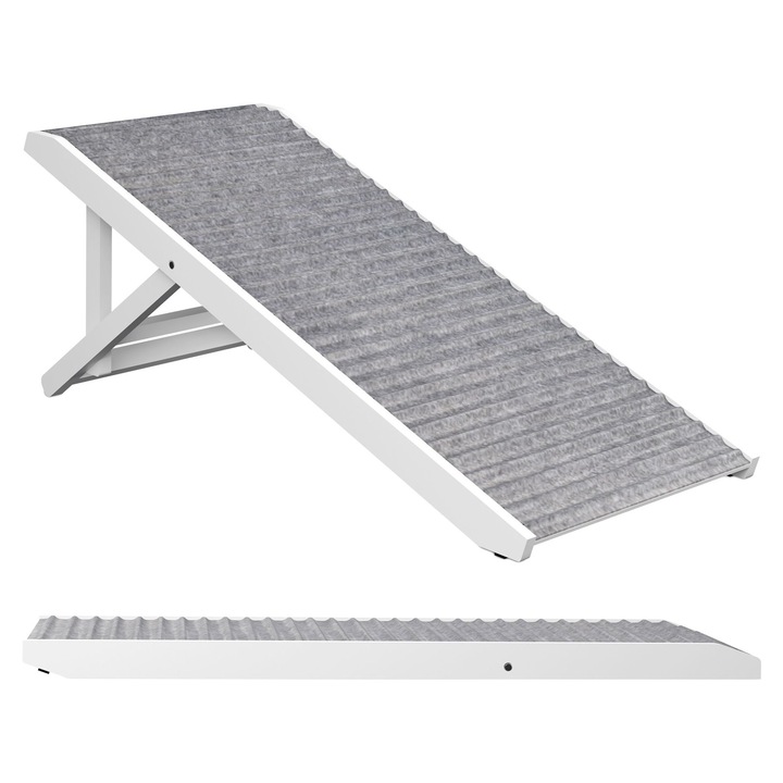 Scari pentru animale de companie Relaxdays, ajustabile in inaltime, gri/alb, 43.5x100cm, capacitate 35kg
