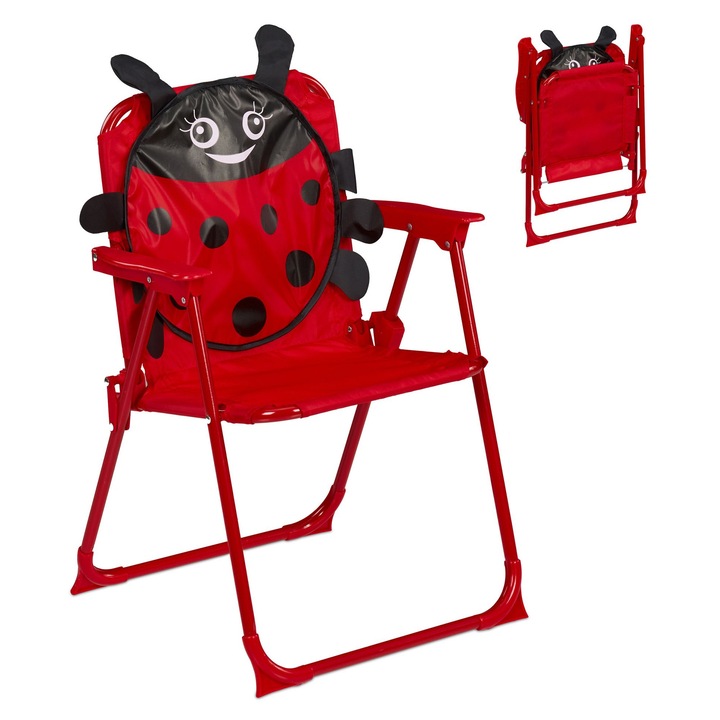 Scaun pliabil pentru copii Relaxdays, model cu motive animale, multicolor, 51.5x36x37.5 cm