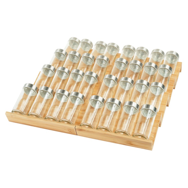 Set de 8 suporturi pentru condimente Relaxdays, bambus, 4x48.5x40.5cm, natural